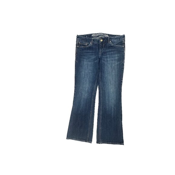 Express Boot Stella Low Rise Women's size 6P Dark Wash Blue Denim Jeans - Picture 1 of 6